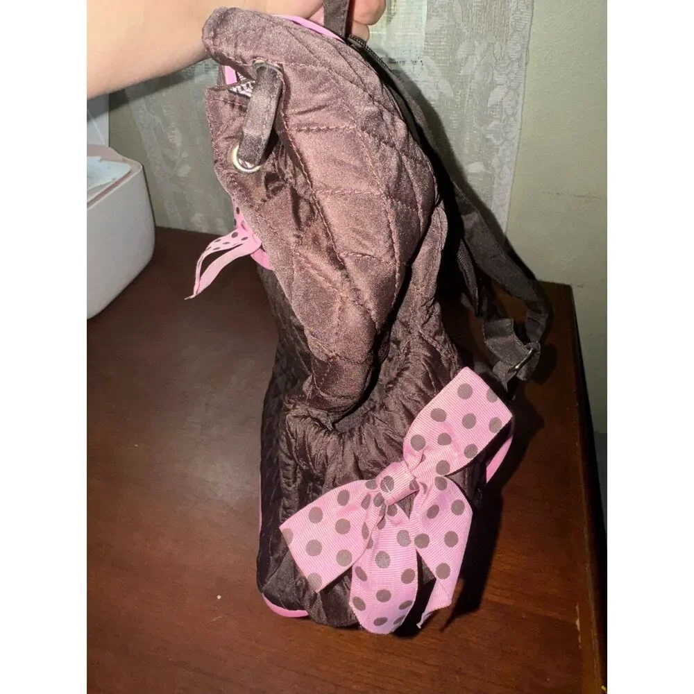 Belvah NWT Quilted Backpack with 1 or 2 Straps Brown and Pink